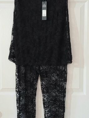 Fashion Nova Black Lace Tunic Jumpsuit